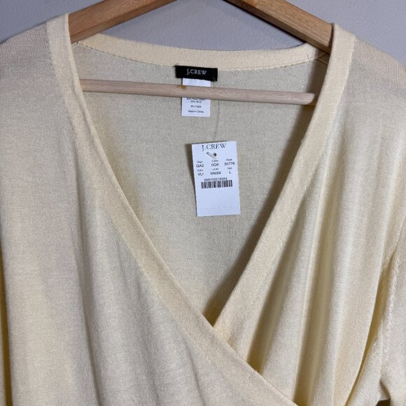 J. Crew Wrap Cardigan Sweater Women's Large Butter Yellow Preppy Minimalist NWT - Picture 6 of 13